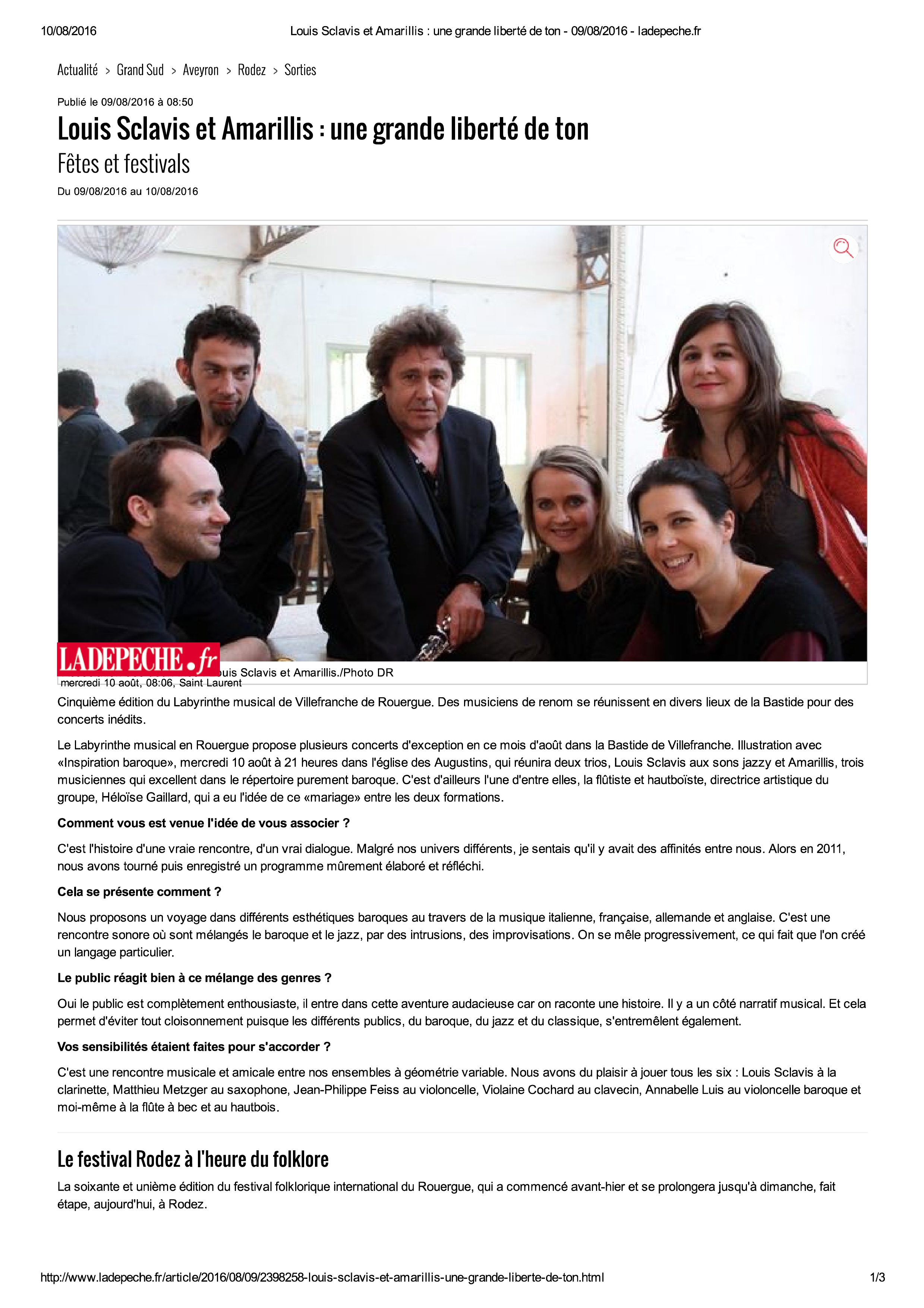 Louis Sclavis et Amarillis _ une grande...rté de ton - 09_08_2016 - ladepeche.fr.jpg